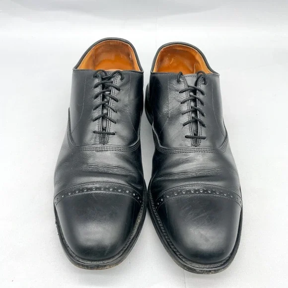 Allen Edmonds Mens 10.5 E Byron Cap Toe Oxford Black Leather Dress Shoes Classic - Picture 3 of 11